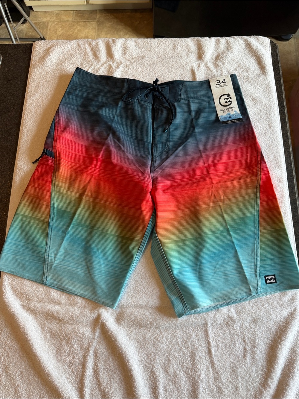 Billabong Men's Gradient Hybrid Shorts - Black, Red, Orange, Teal
